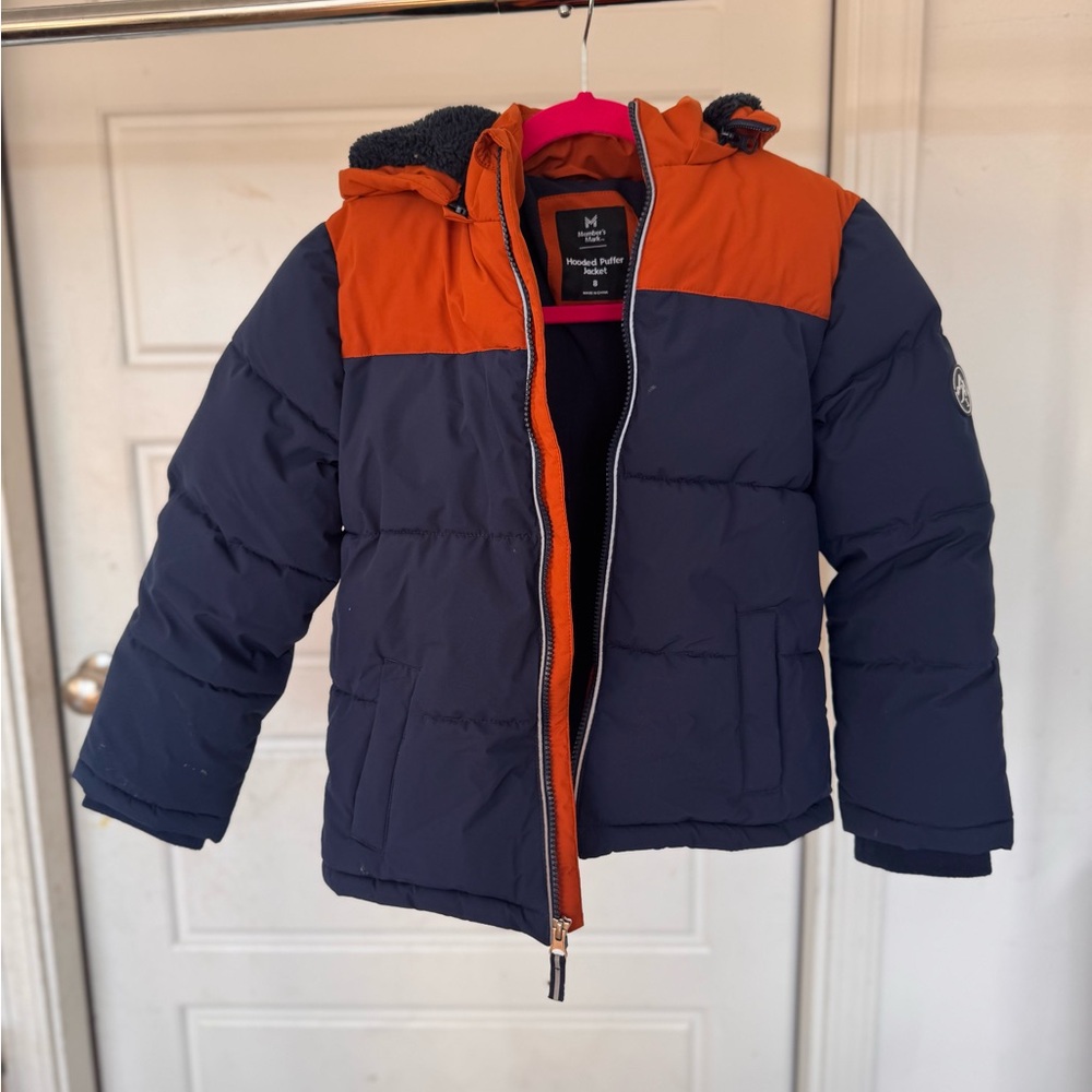 Kids Orange and Navy Puffer Jacket